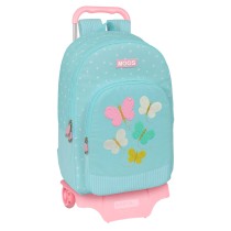 Schulrucksack mit Rädern Moos Butterflies Blau 30 x 46 x 14 cm