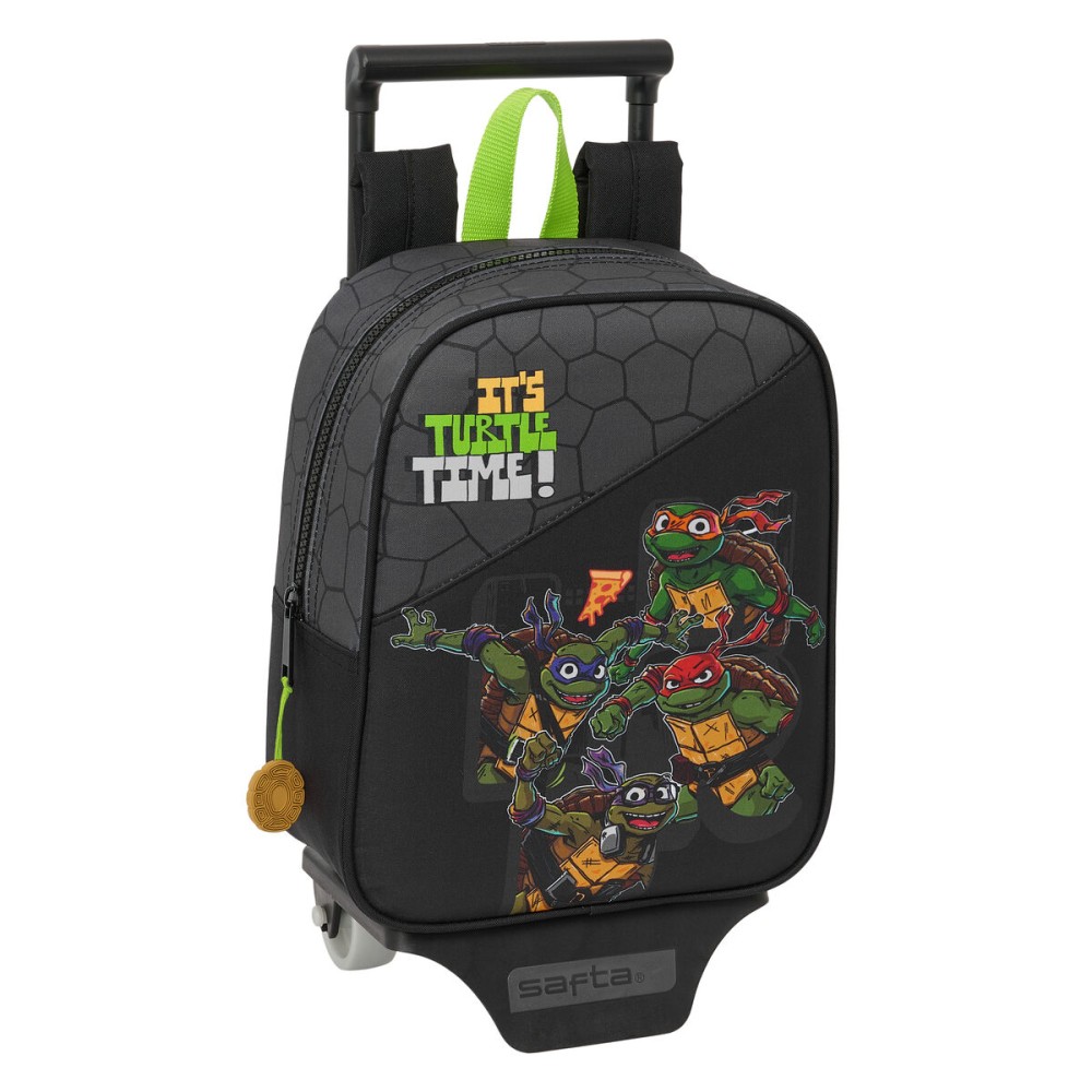 School Rucksack with Wheels Teenage Mutant Ninja Turtles Black Grey 22 x 27 x 10 cm