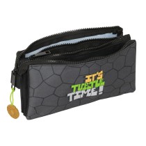 Trousse Fourre-Tout Triple Teenage Mutant Ninja Turtles Noir Gris 22 x 12 x 3 cm