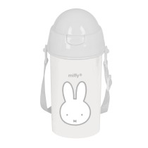 Bottle with Lid and Straw Miffy Niebla Grey PVC 500 ml