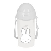 Flasche mit Deckel und Strohhalm Miffy Niebla Grau PVC 500 ml