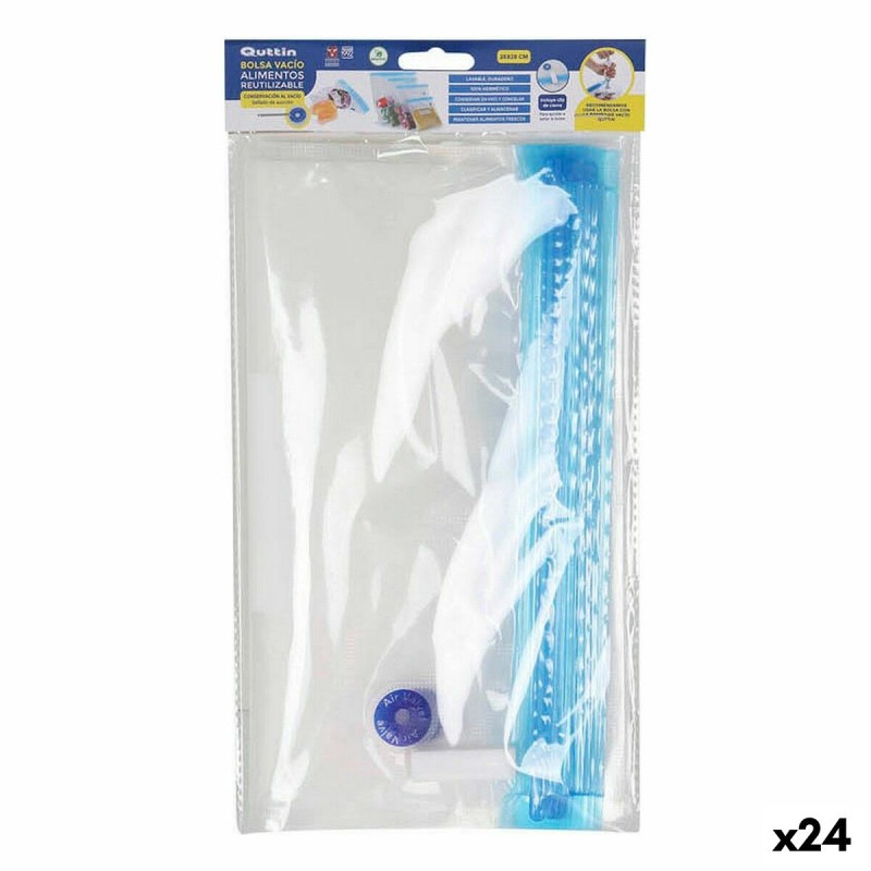 Ensemble de sac alimentaire réutilisable Quttin Soupape à vide 5 Pièces 26 x 28 cm (24 Unités)