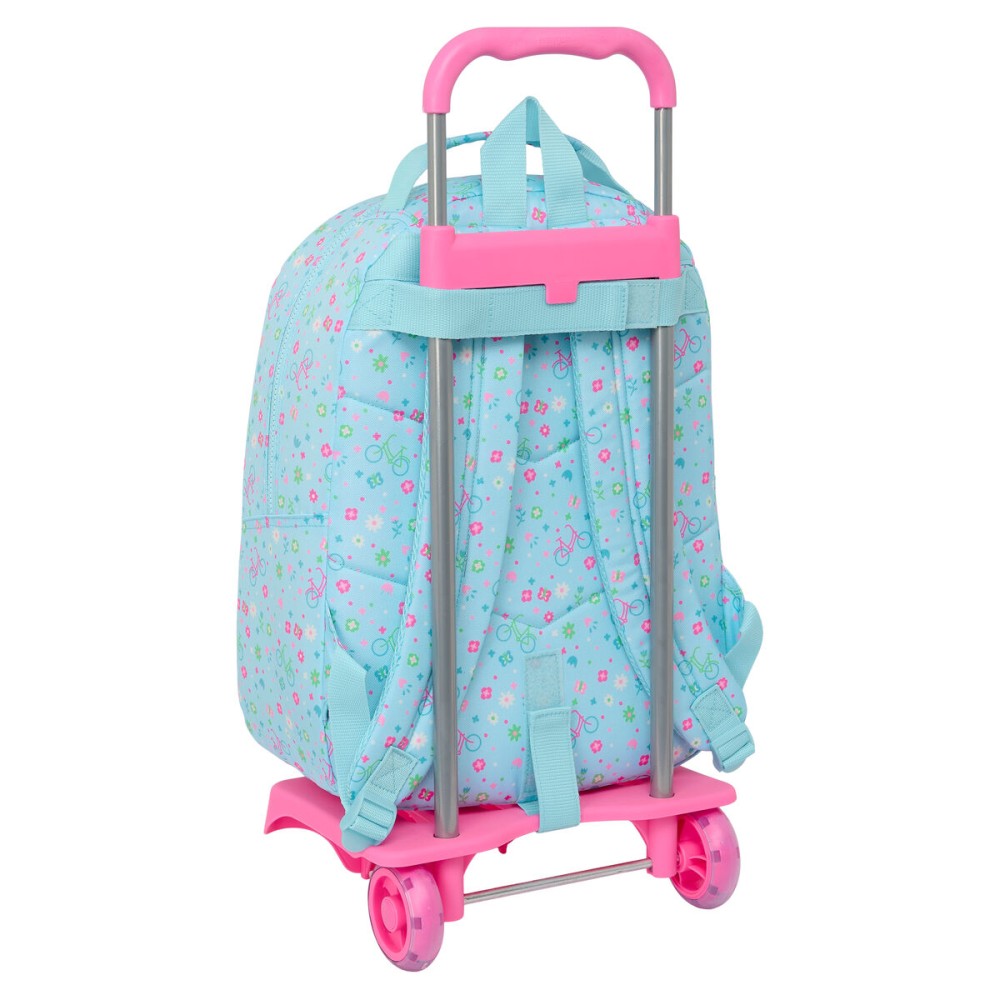 School Rucksack with Wheels Safta Bicicleta Blue 32 x 42 x 15 cm