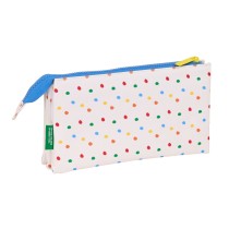 Trousse Fourre-Tout Triple Benetton Topitos Blanc (22 x 12 x 3 cm)