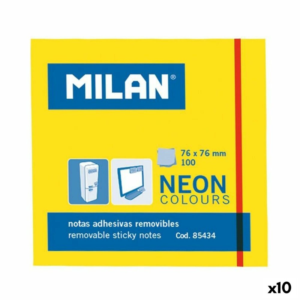 Notes Adhésives Milan Jaune 76 x 76 mm (10 Unités)