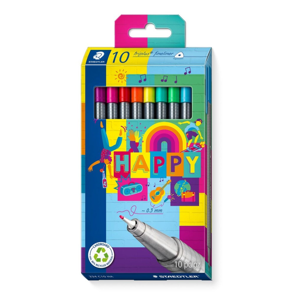 Set of Felt Tip Pens Staedtler Triplus Fineliner 334 10 Pieces Multicolour