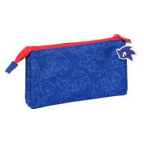 Dreifaches Mehrzweck-Etui Sonic Let's roll Marineblau 22 x 12 x 3 cm