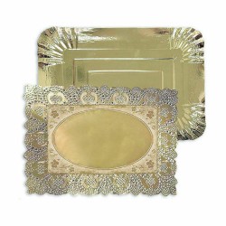 Plateau apéritif Algon Doré Rectangulaire 23 x 29,5 x 1 cm (48 Unités)