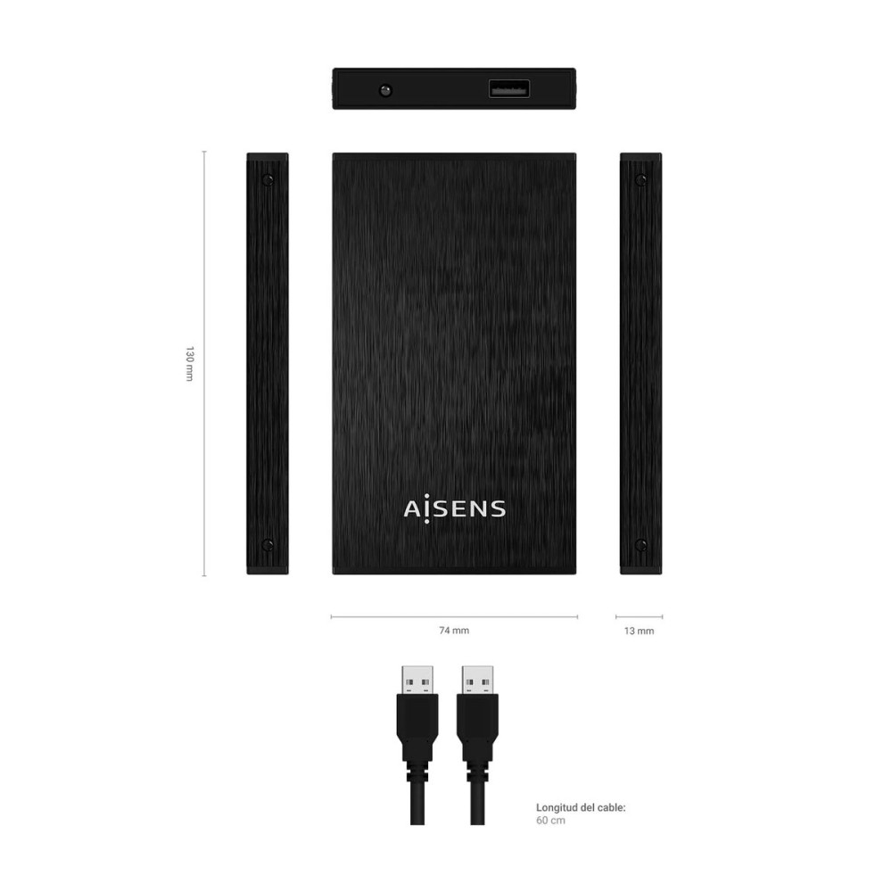 Housing for Hard Disk Aisens ASE-2523B Black 2,5"