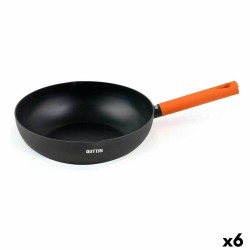 Wok Pan Quttin Gastro Black Orange 47 x 29 x 8 cm (6 Units)