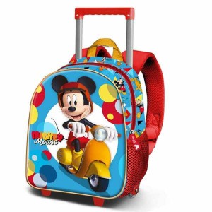 3D School Bag with Wheels Mickey Mouse Scooter Blue Red 26 x 13 x 34 cm