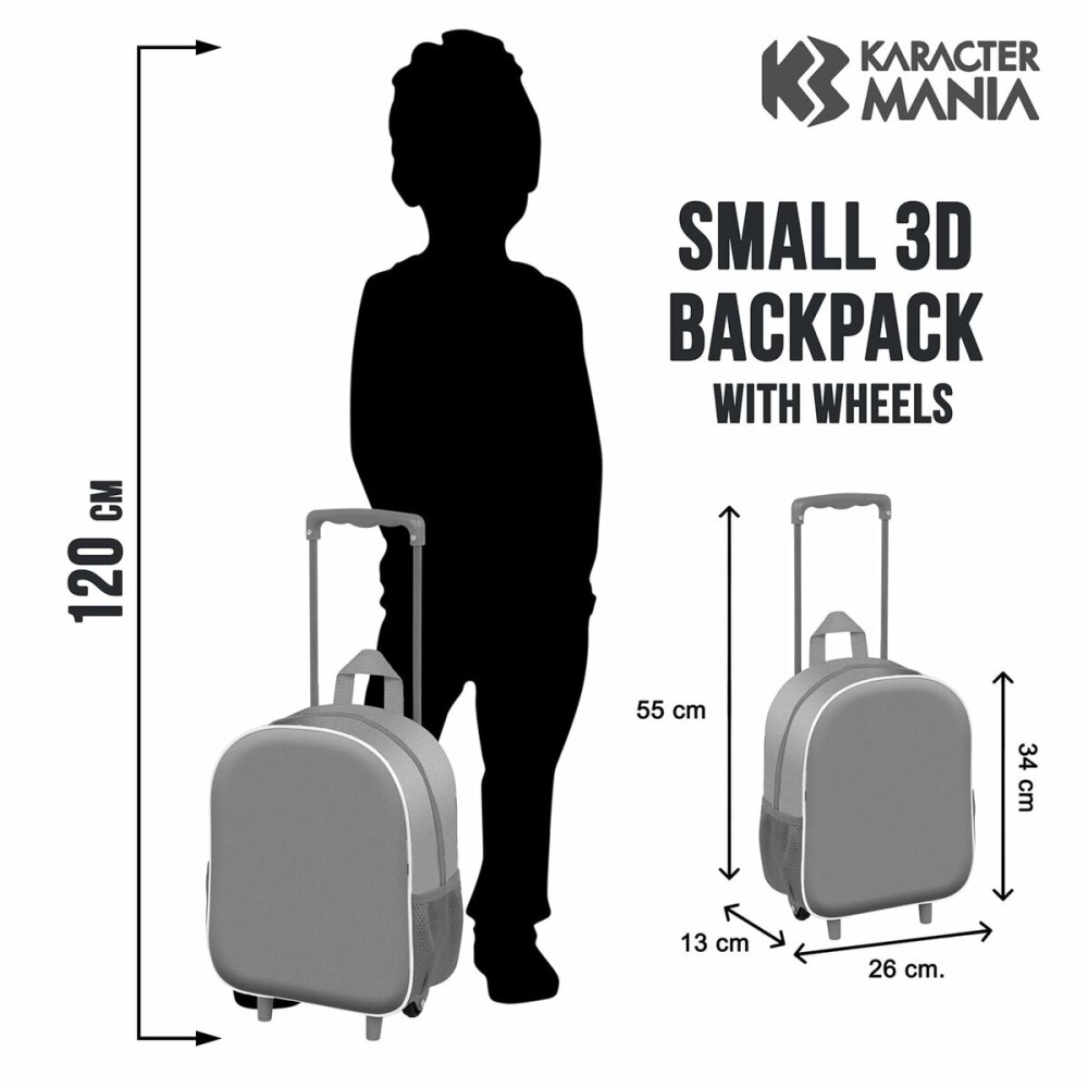 3D School Bag with Wheels Mickey Mouse Scooter Blue Red 26 x 13 x 34 cm