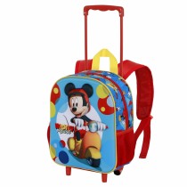 3D School Bag with Wheels Mickey Mouse Scooter Blue Red 26 x 13 x 34 cm