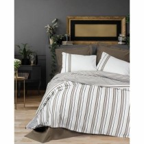 Parure de couette Blanc Marron 220 x 240 cm