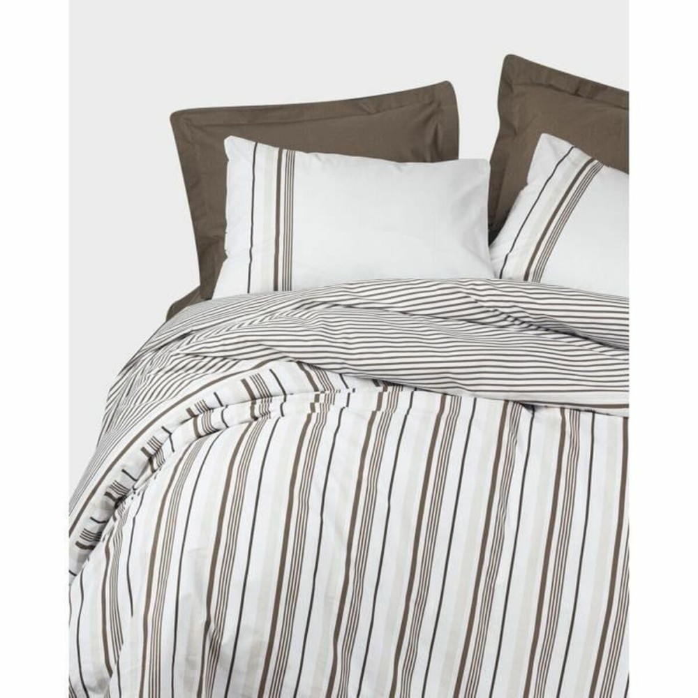 Parure de couette Blanc Marron 220 x 240 cm