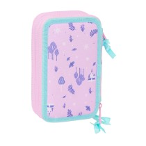 Dreifaches Federmäppchen Frozen Cool days Violett Himmelsblau 12,5 x 19,5 x 5,5 cm 36 Stücke