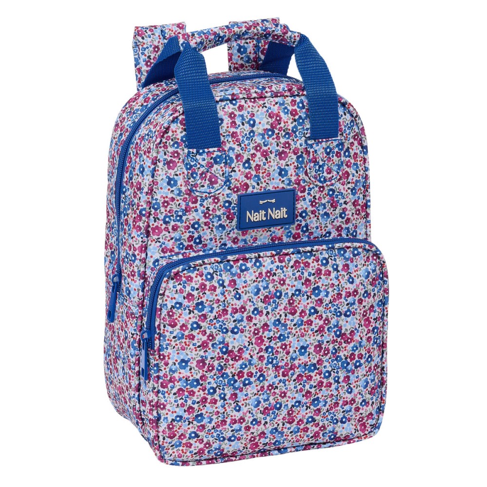 Schulrucksack Nait Nait Flores coimbra azul Blau 20 x 28 x 8 cm