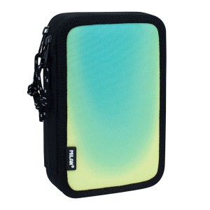 Plumier double Milan Sunset Noir Vert 19,5 x 13 x 5 cm 36 Pièces