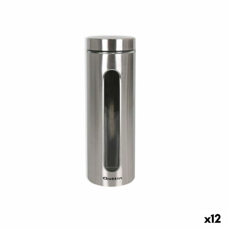 Bocal Quttin Transparent Argenté verre Acier 2,2 L 10 x 10 x 30,5 cm (12 Unités)