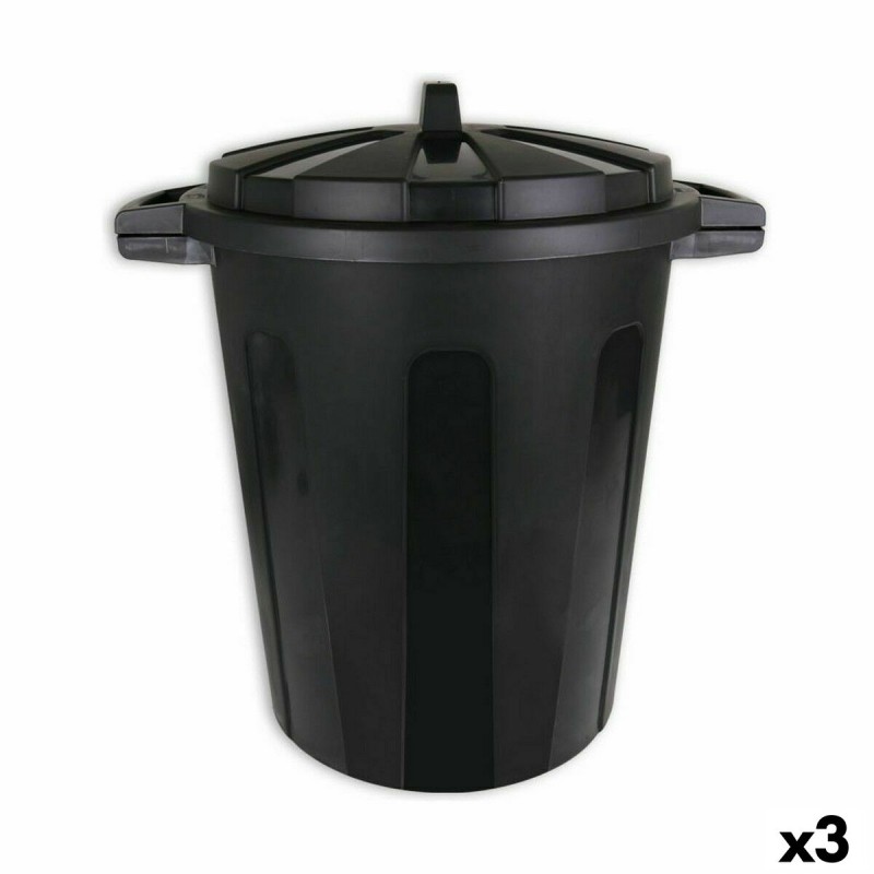 Rubbish Bin Dem 70 L Black 56 x 45 x 60 cm (3 Units)