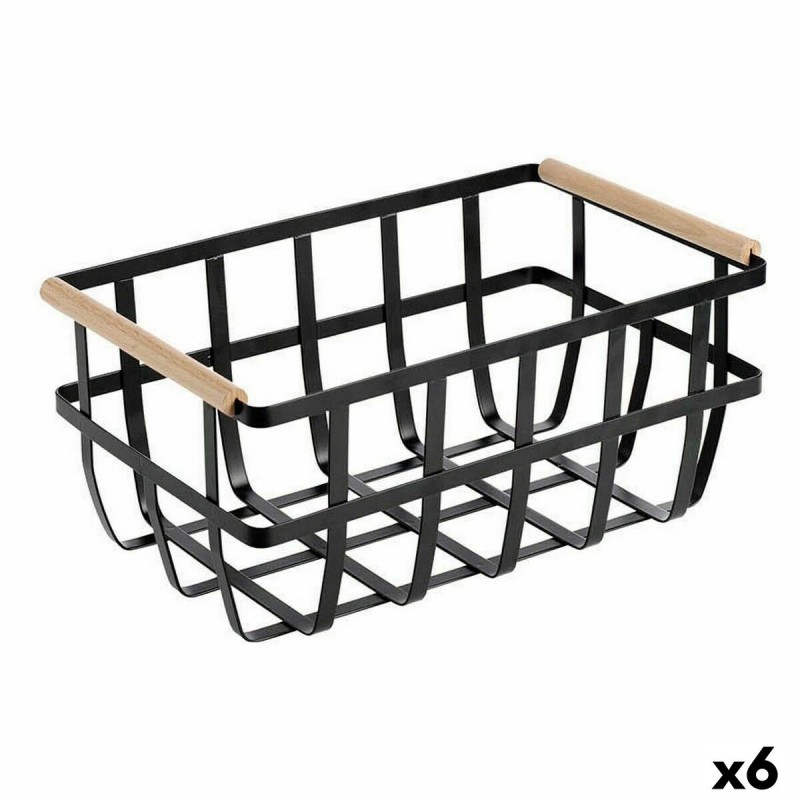 Panier Multi-usages Confortime Noir 36 x 22 x 15,5 cm (6 Unités)