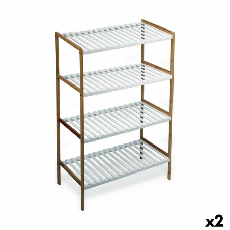 Étagère Confortime Blanc Marron 4 Etagères Bambou 70 x 35 x 100 cm (2 Unités)