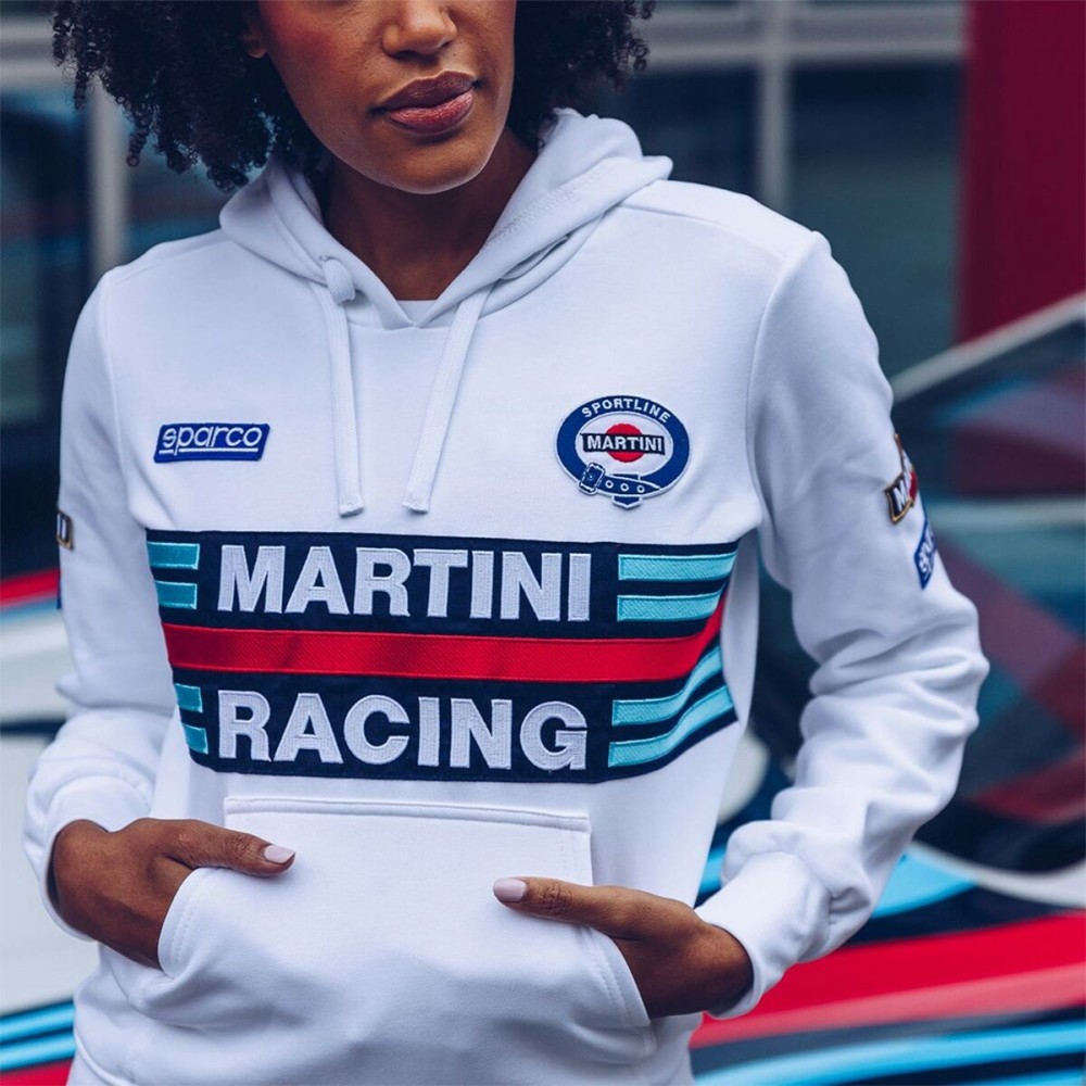 Sweat à capuche femme Sparco Martini Racing Blanc