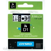 Laminiertes Klebeband zur Kennzeichnung von Maschinen Dymo D1 43610 6 mm LabelManager™ Schwarz Durchsichtig (5 Stück)