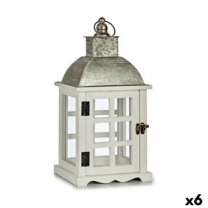 Lanterne Gift Decor Blanc Argenté Bois Métal Verre 14 x 39,3 x 20 cm 20 x 39,3 x 14 cm 20 x 40 x 14 cm (6 Unités)