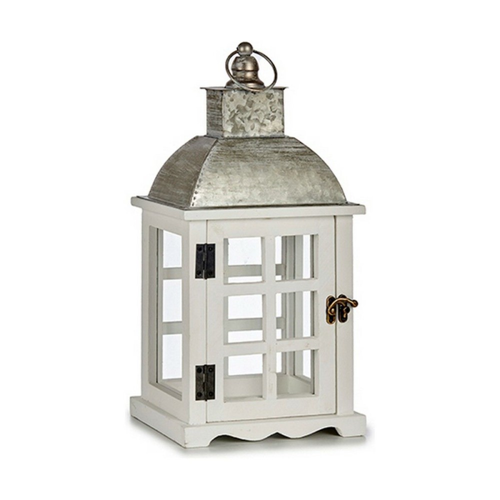 Lanterne Gift Decor Blanc Argenté Bois Métal Verre 14 x 39,3 x 20 cm 20 x 39,3 x 14 cm 20 x 40 x 14 cm (6 Unités)