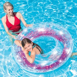 Aufblasbarer Donut-Schwimmhilfe Intex Durchsichtig Glitzernd Ø 119 cm (6 Stück)