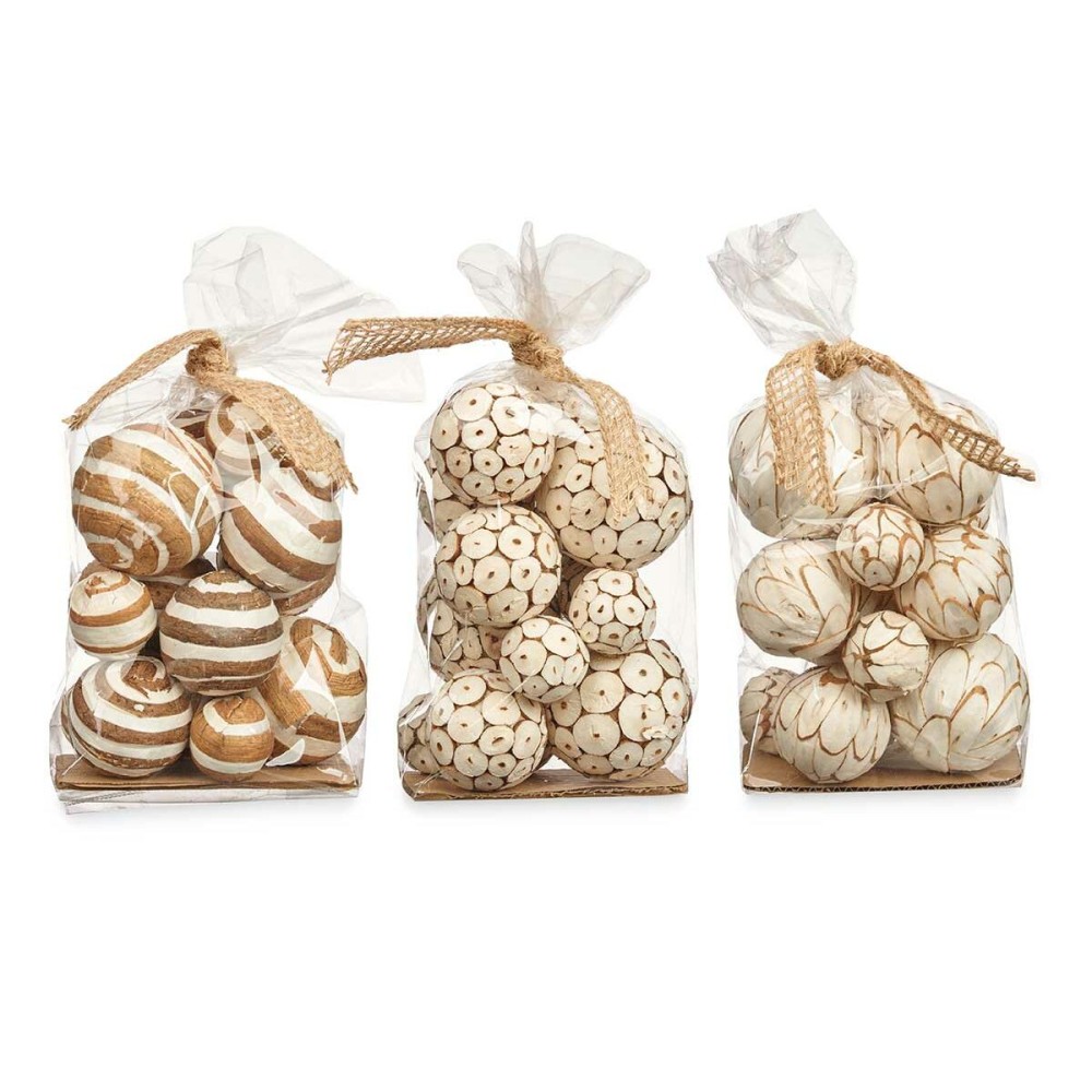 Jeu de boules décoratives Gift Decor Blanc Marron 14 x 31 x 10 cm (12 Unités)