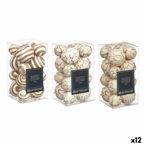 Dekoratives Ballset Gift Decor Weiß Braun 10 x 20 x 10 cm (12 Stück)