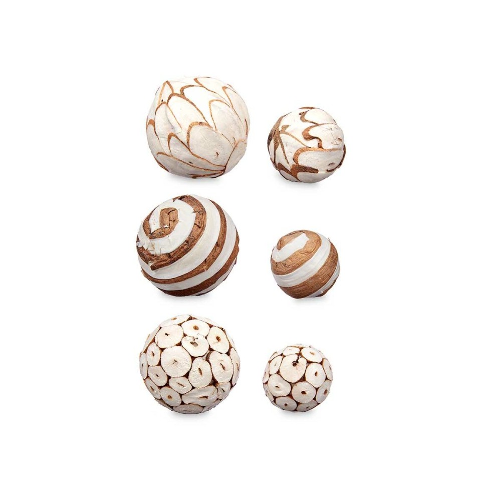 Jeu de boules décoratives Gift Decor Blanc Marron 10 x 20 x 10 cm (12 Unités)