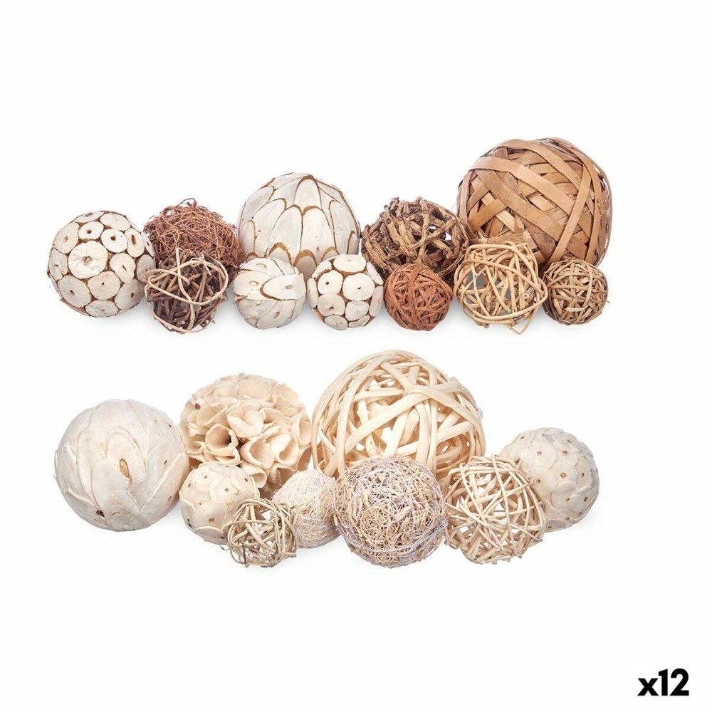 Dekoratives Ballset Gift Decor Weiß Braun 20 x 30 x 10 cm (12 Stück)