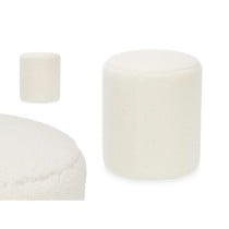 Pouffe Gift Decor White Cloth MDF Wood