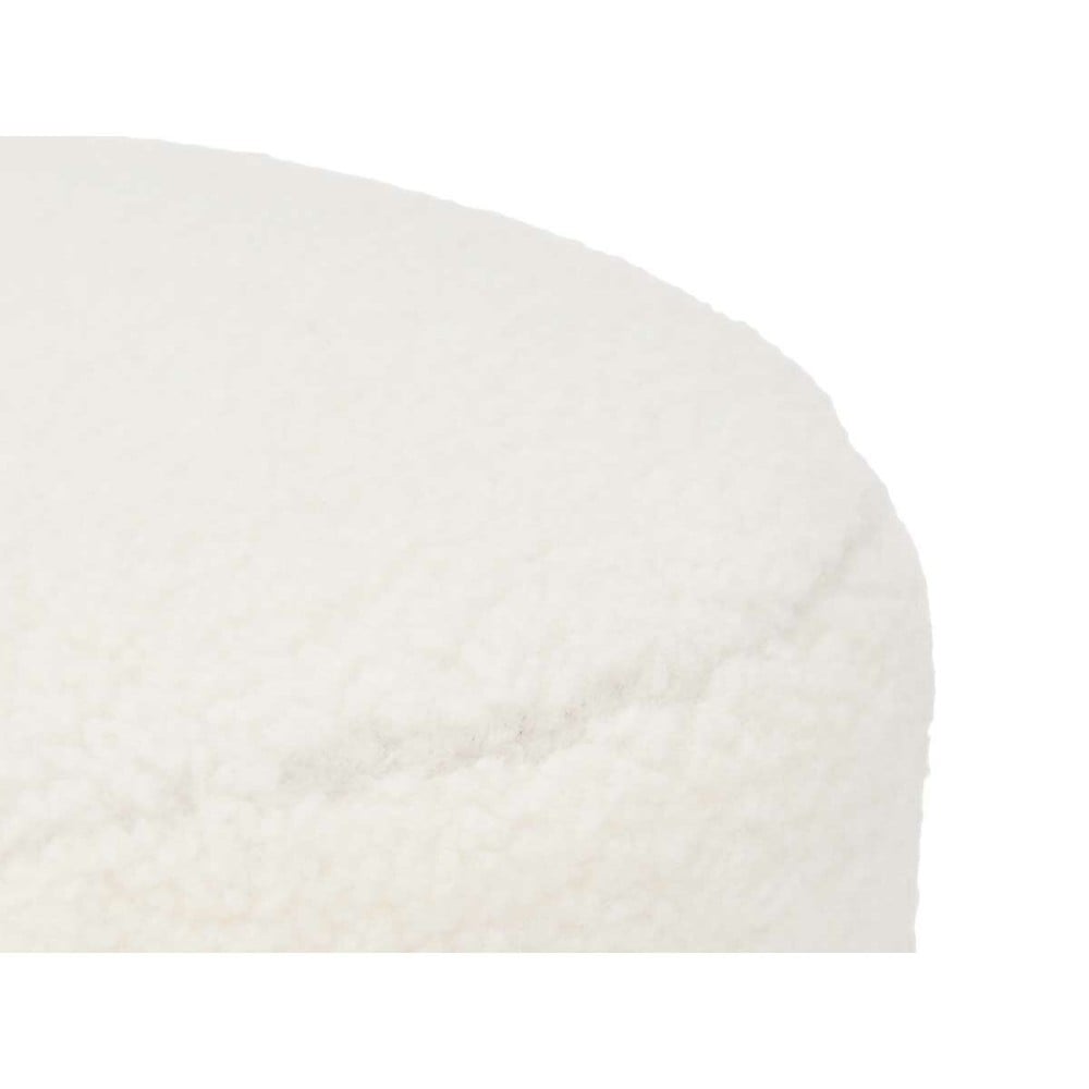Pouffe Gift Decor White Cloth MDF Wood