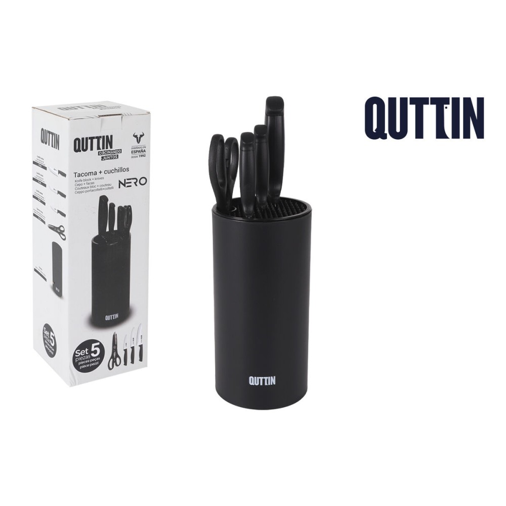 Ensemble de couteaux de cuisine et support Quttin Nero 5 Pièces (2 Unités)