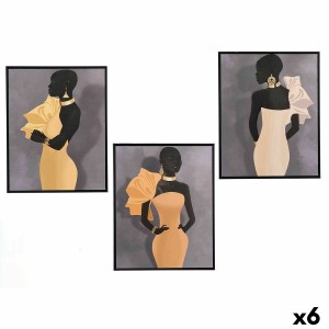 Leinwand Gift Decor Gelb Schwarz Grau 40 x 3 x 50 cm (6 Stück)