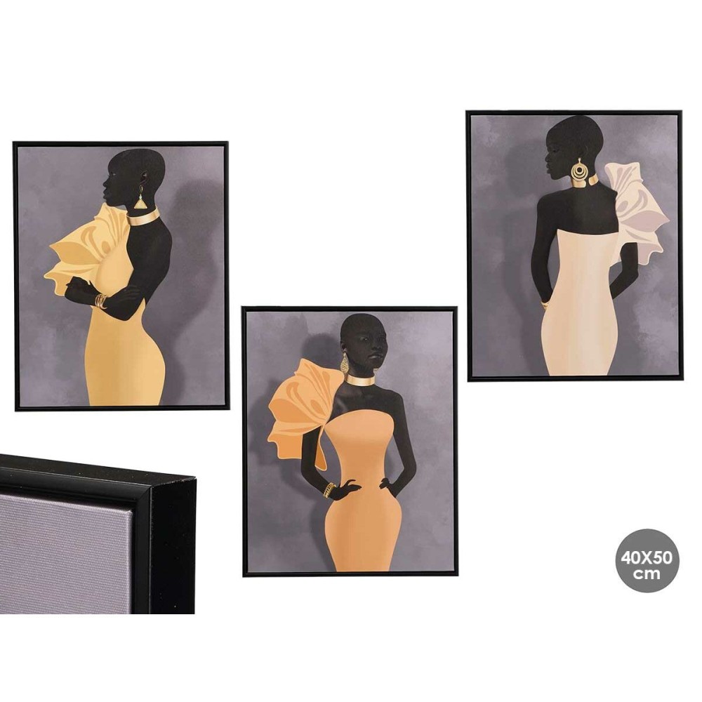 Leinwand Gift Decor Gelb Schwarz Grau 40 x 3 x 50 cm (6 Stück)