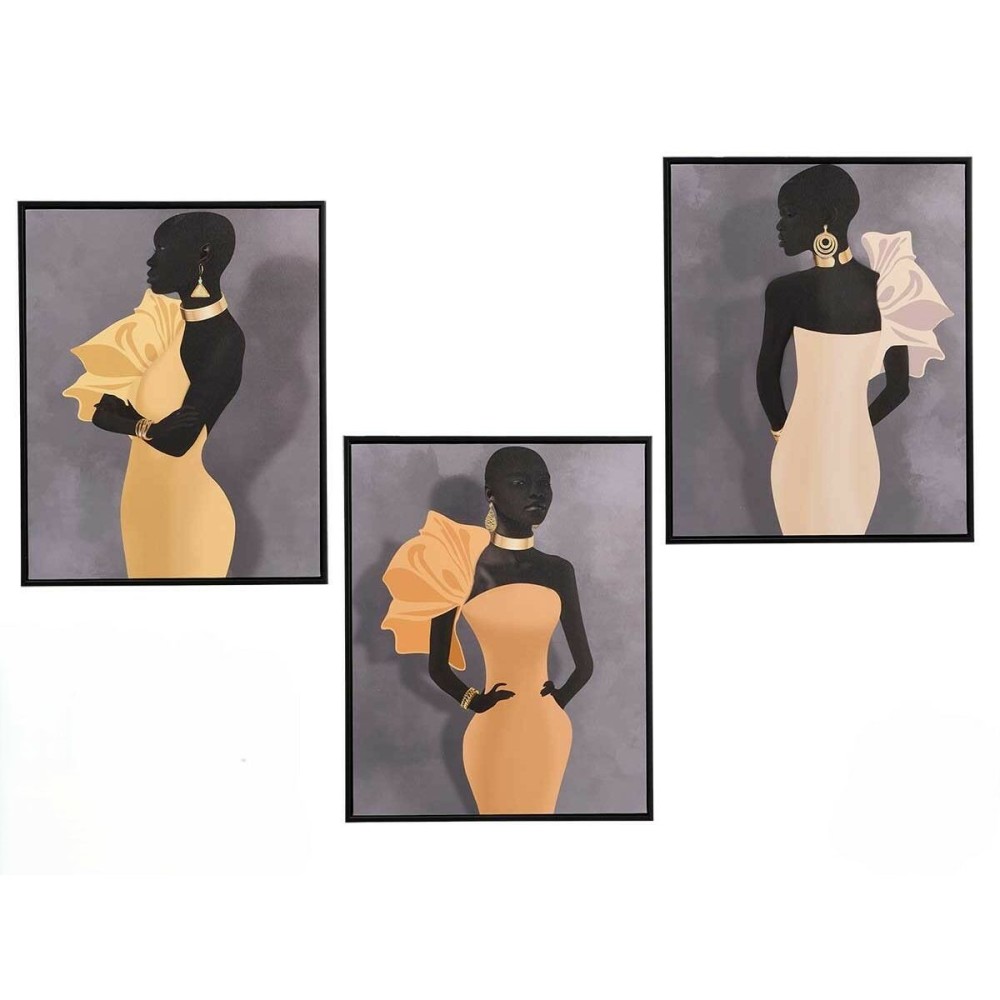 Toile Gift Decor Jaune Noir Gris 40 x 3 x 50 cm (6 Unités)