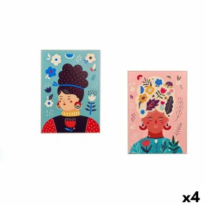 Canvas Gift Decor Multicolour Lady 50 x 3 x 70 cm (4 Units)