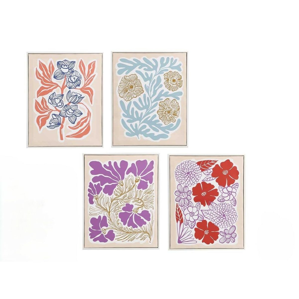 Leinwand Gift Decor Blau Rot Orange Violett Blomster 40 x 3 x 50 cm (8 Stück)