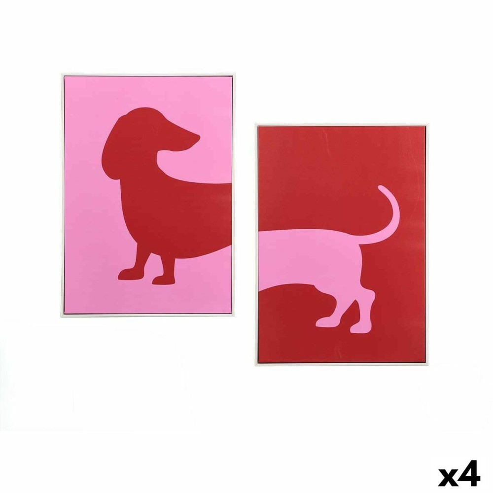 Toile Gift Decor Rouge Rose Chien 50 x 3 x 70 cm (4 Unités)