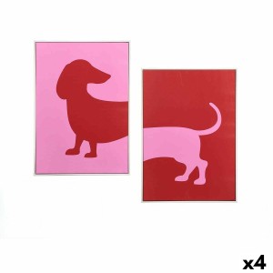 Canvas Gift Decor Red Pink Dog 50 x 3 x 70 cm (4 Units)
