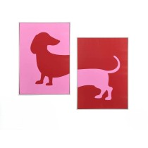 Toile Gift Decor Rouge Rose Chien 50 x 3 x 70 cm (4 Unités)