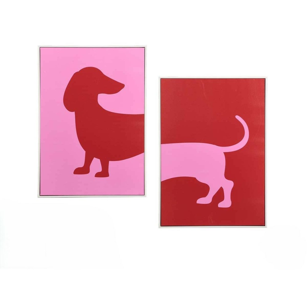 Toile Gift Decor Rouge Rose Chien 50 x 3 x 70 cm (4 Unités)