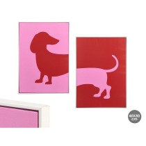 Toile Gift Decor Rouge Rose Chien 50 x 3 x 70 cm (4 Unités)