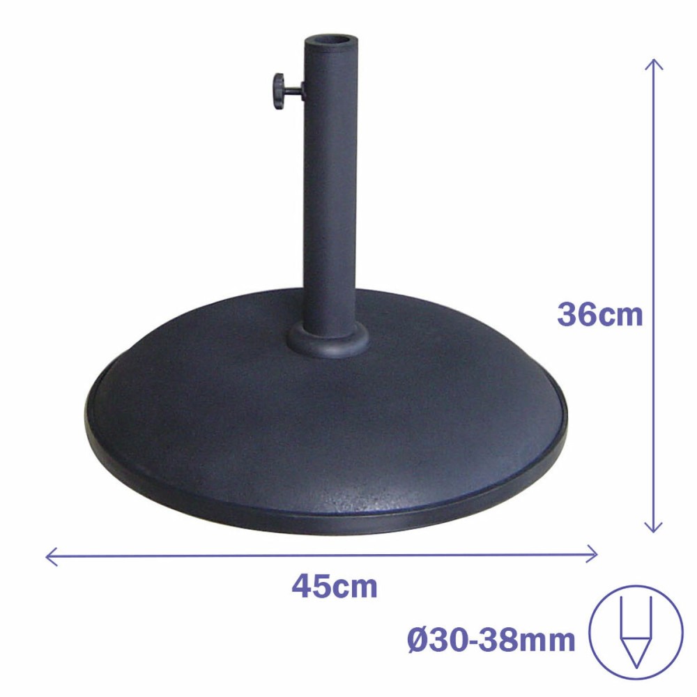 Marbueno Base Sonnenschirm Rund Beton 45x36 cm 20KG Schwarz Garten, Pool, Terrasse