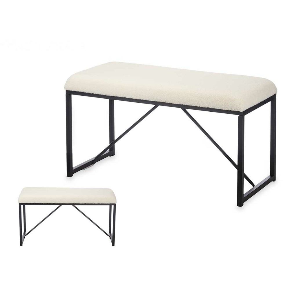 Bank Gift Decor Weiß Metall Stoff 81 x 42 x 38 cm